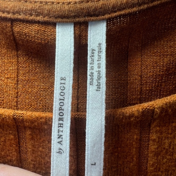 Anthropologie Women's Ribbed Side Slit Tunic Sweater Burnt Orange Stretch  Large - Picture 5 of 14